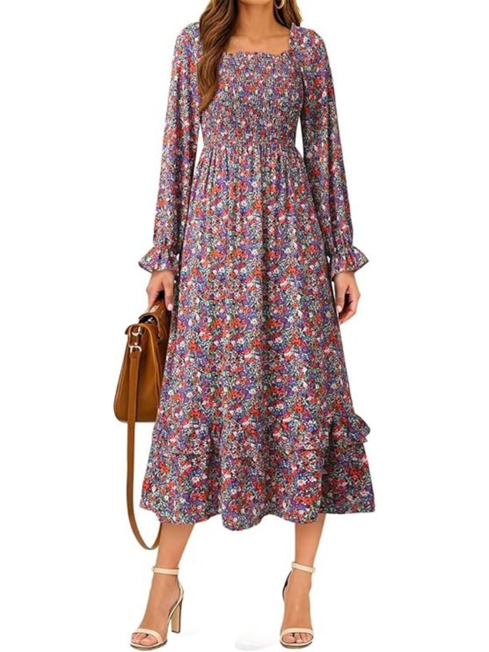 NWT Dokotoo Floral Smocked Milkmaid Midi Dress S